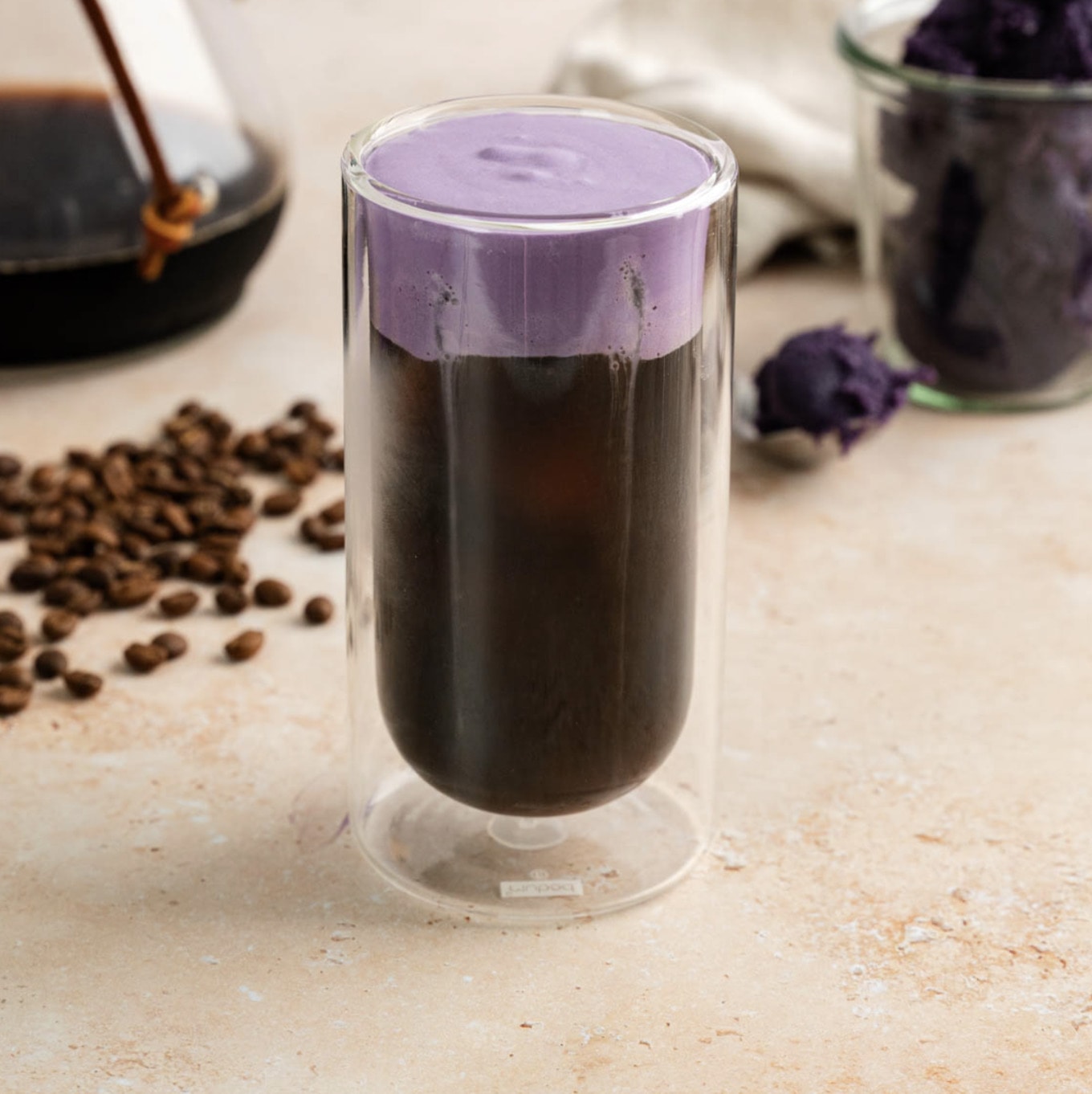 ube cold brew floured frame